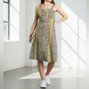 Maison Château Rouge Cotton Crocodile Print Dress Pinafore Midi 38 (US 6)